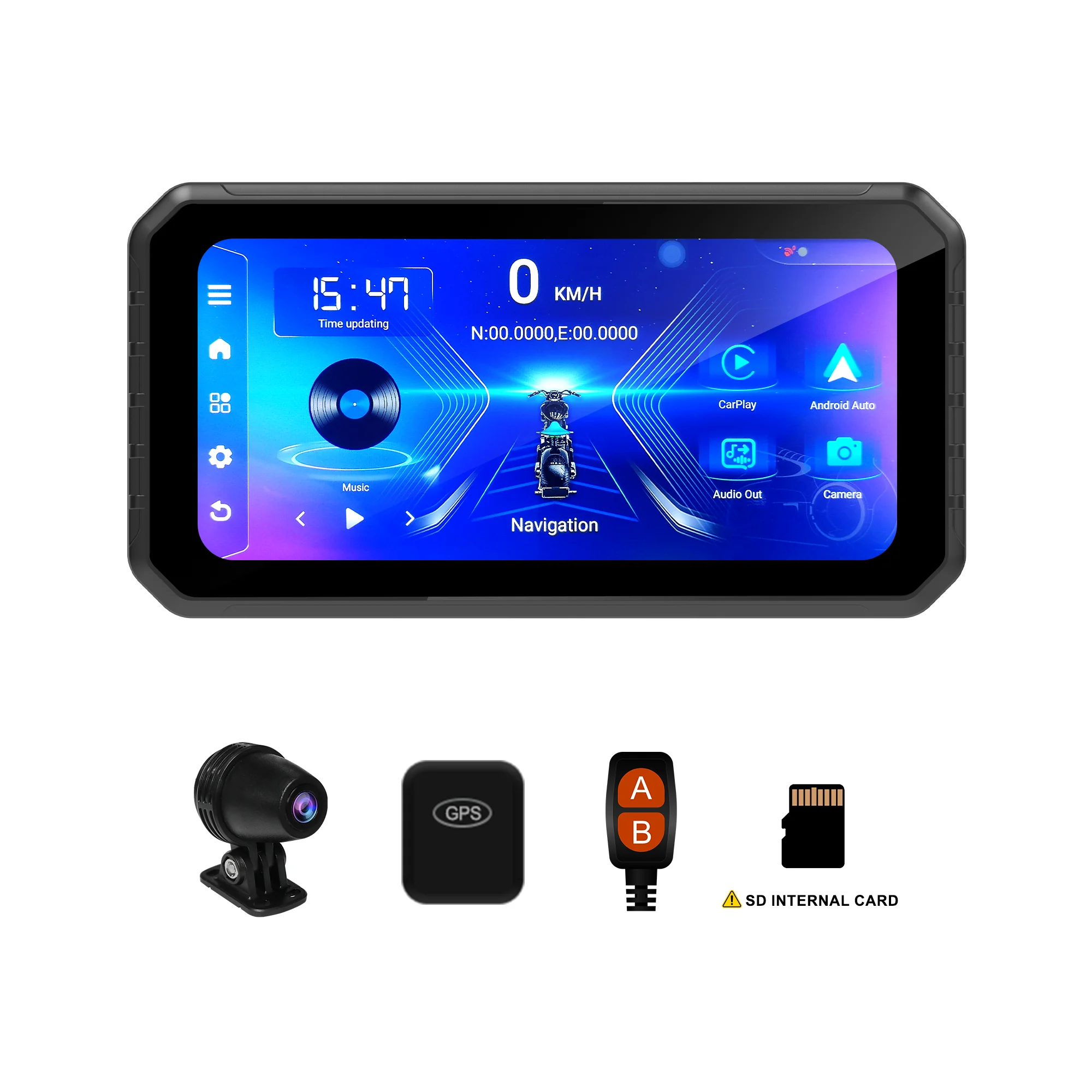 

STLFAndroid System 6.25" Motorcycle Off-line GPS Navigation CarPlay Android Auto 1080P Cameras DVR You Tube