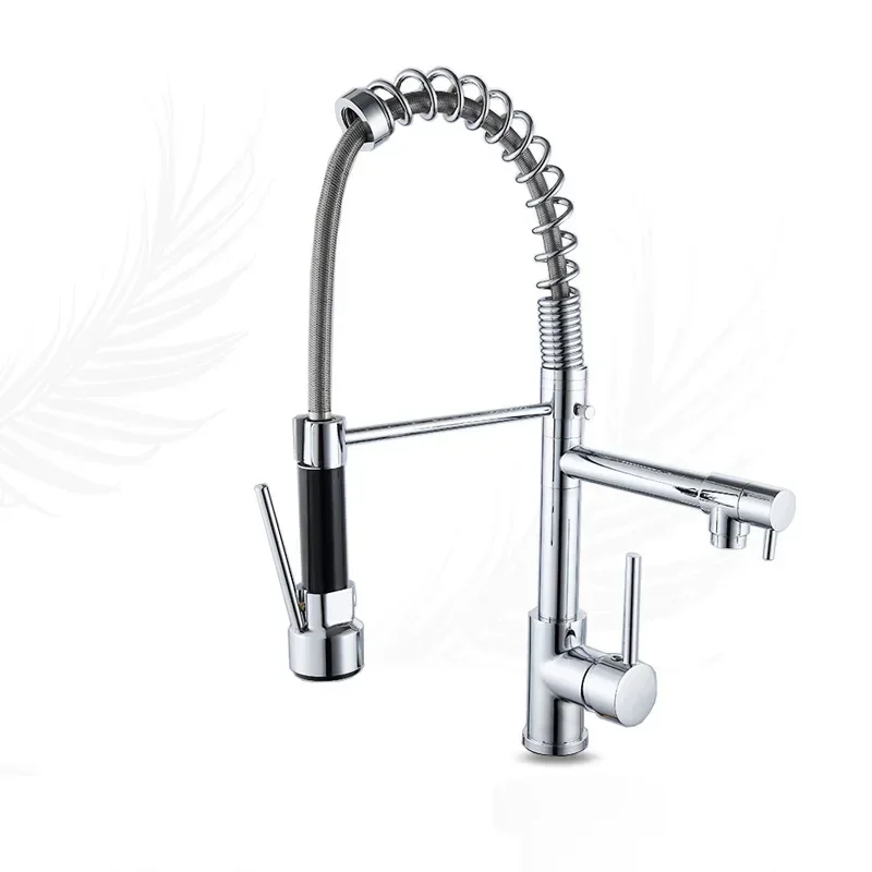 YYHC-Hot Sale Single Hole Spring Pull Down Kitchen Sink Faucet with Sprayer Mixer Tap Brushed Nickle