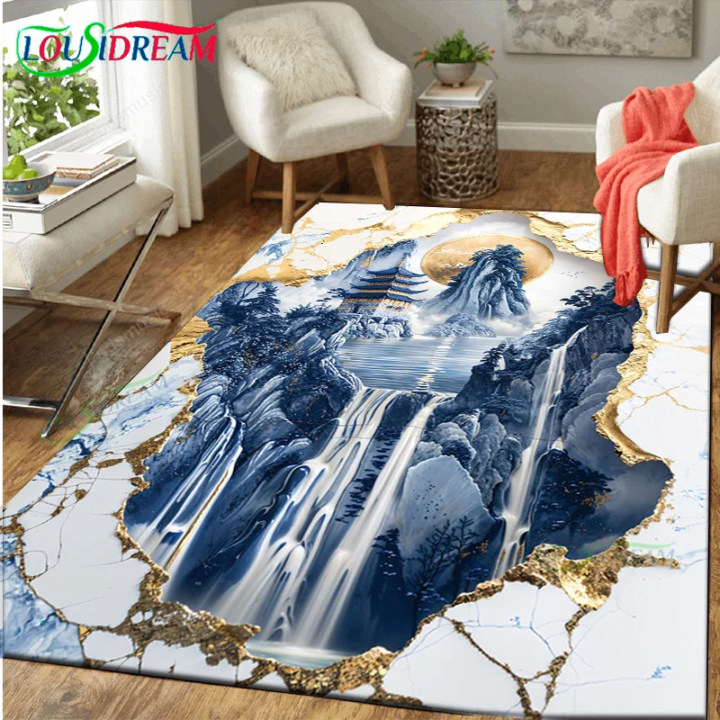 

Gold Porcelain Waterfall Vista Entrance Carpets for Kitchen Floor Bedroom Rugs Home Decor Decoration Doormat Outdoor Room Foot