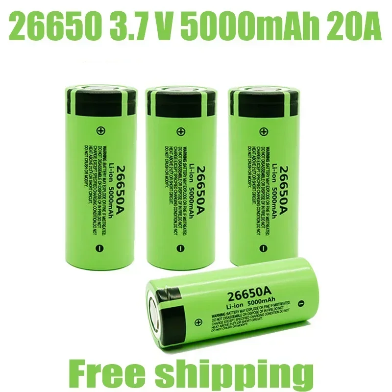 1-10PCS 26650A 3.7V 5000mAh battery high capacity 26650 20A power battery lithium ion rechargeable battery for toy flashlight