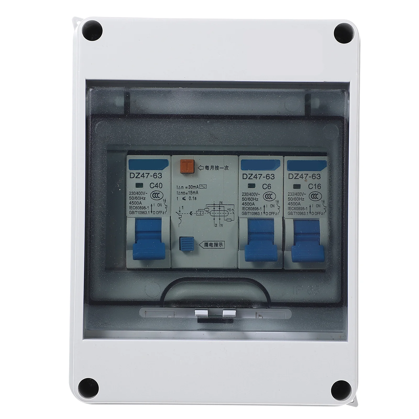 

Miniature Circuit Breaker Rail Mounted Plastic Compact Leakage Overload Trip Protection Household Safety Breaker