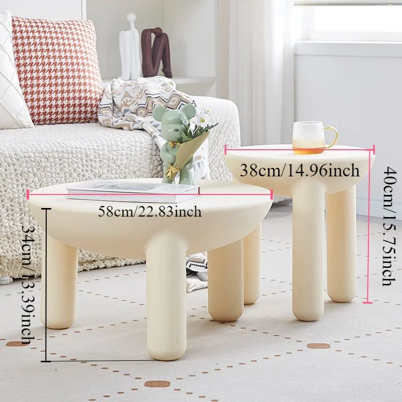 Cream Style Minimalist Side Table Nordic Design Small Coffee Table for Living Room PE Material Modern Home Furniture Mesa