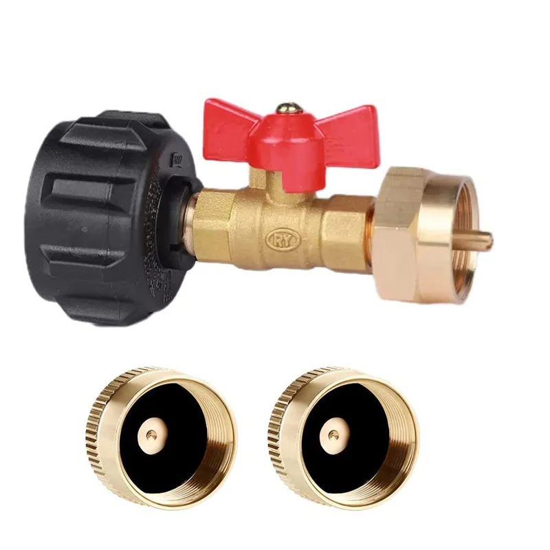 Propane Refill Adapter QCC1/Type1 Propane Refill Coupler for Camping Grill 1LB Bottle Tank with 1 LB Propane Bottle Caps