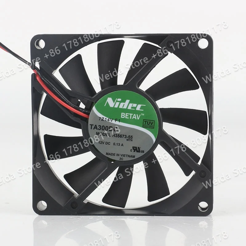 Original Nidec DC12V 0.13A 8015 Ultra-thin silent 80X80X15MM maglev chassis 8CM Two-wire H35673-55 cooling fan