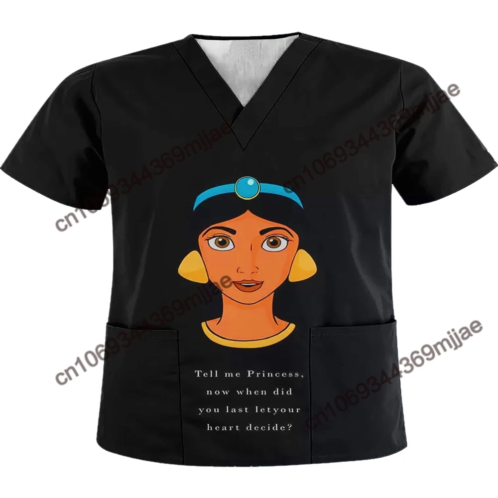 

Disney Traf 2023 Woman Nurse Uniform Women Top Y2k V-neck Women's Corset Summer Tops Short Sleeve Zevity T-shirt Clothing Crop