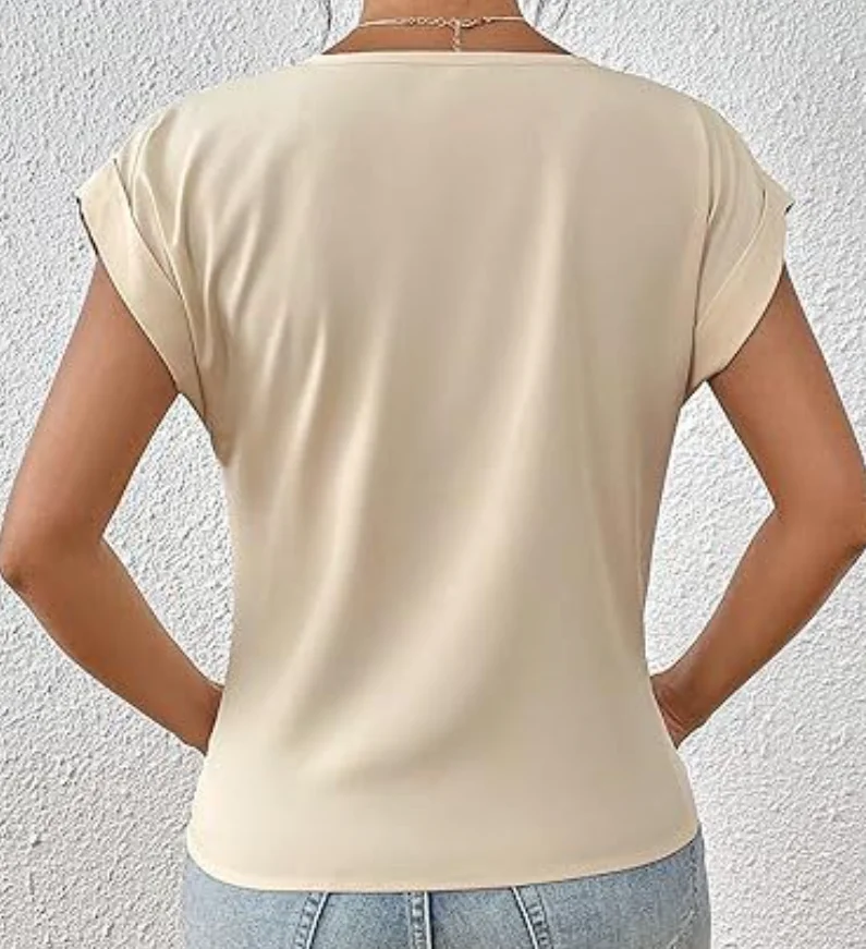 Camisetas Tees Kleidung Schwarz Weiß V-Ausschnitt Damen T-Shirt Neues Sommer Einzigartiges Kurzarm-T-Shirt Damen Tops Damenbekleidung Q5593 – Detail 17