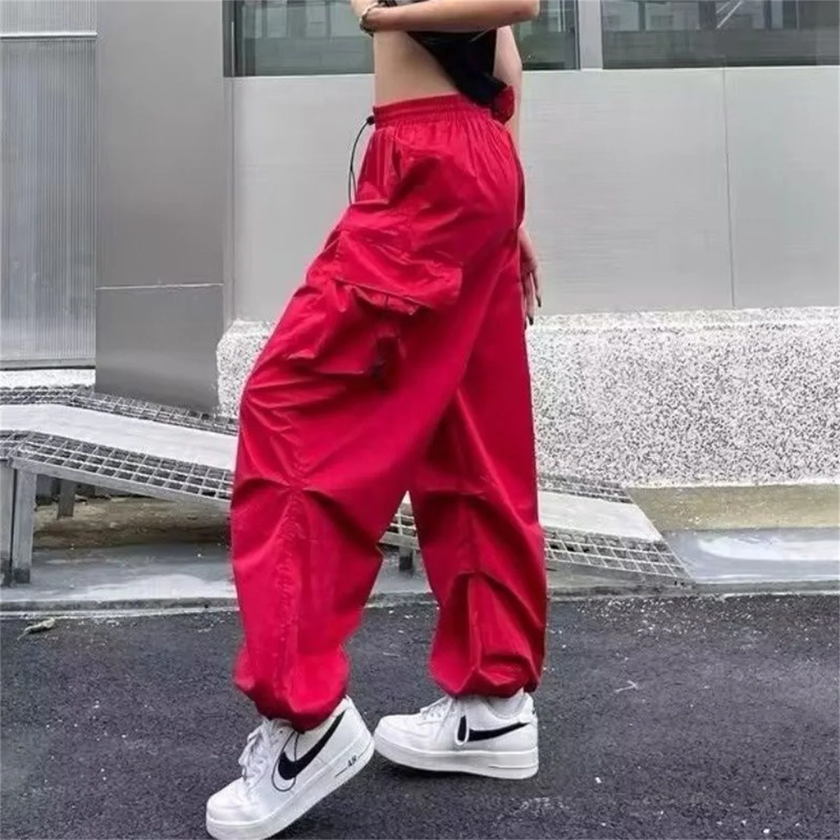 Pantalones Cargo Y2k con bolsillos de Hip Hop para mujer, ropa informal suelta de cintura alta, pantalones tácticos holgados, pantalones de baile de Hip Hop a la moda para mujer