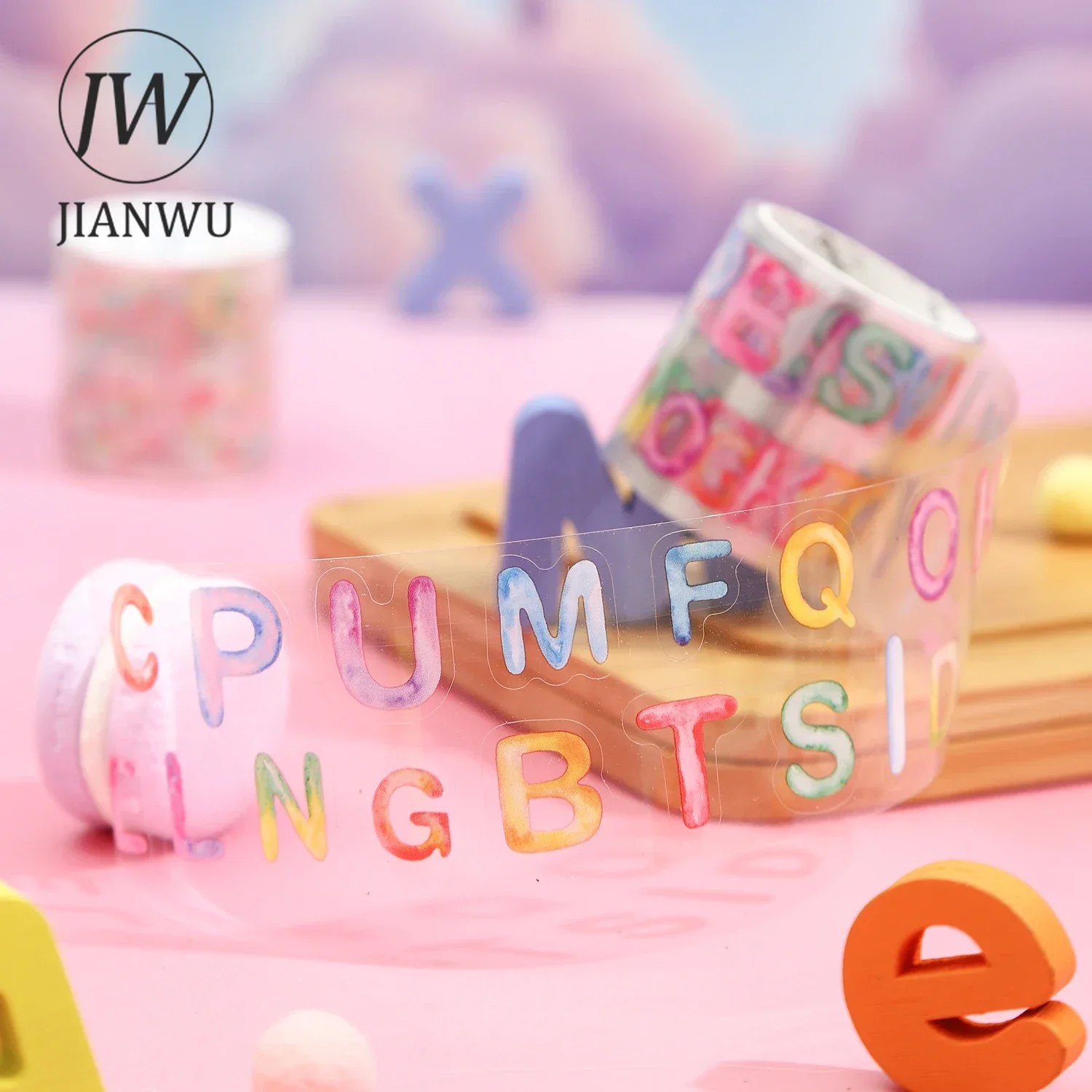 

JIANWU 40mm*200cm Alphabet Paradise Series Cute Letter Landscape Material Collage PET Tape Creative Journal Scrapbook Stationery