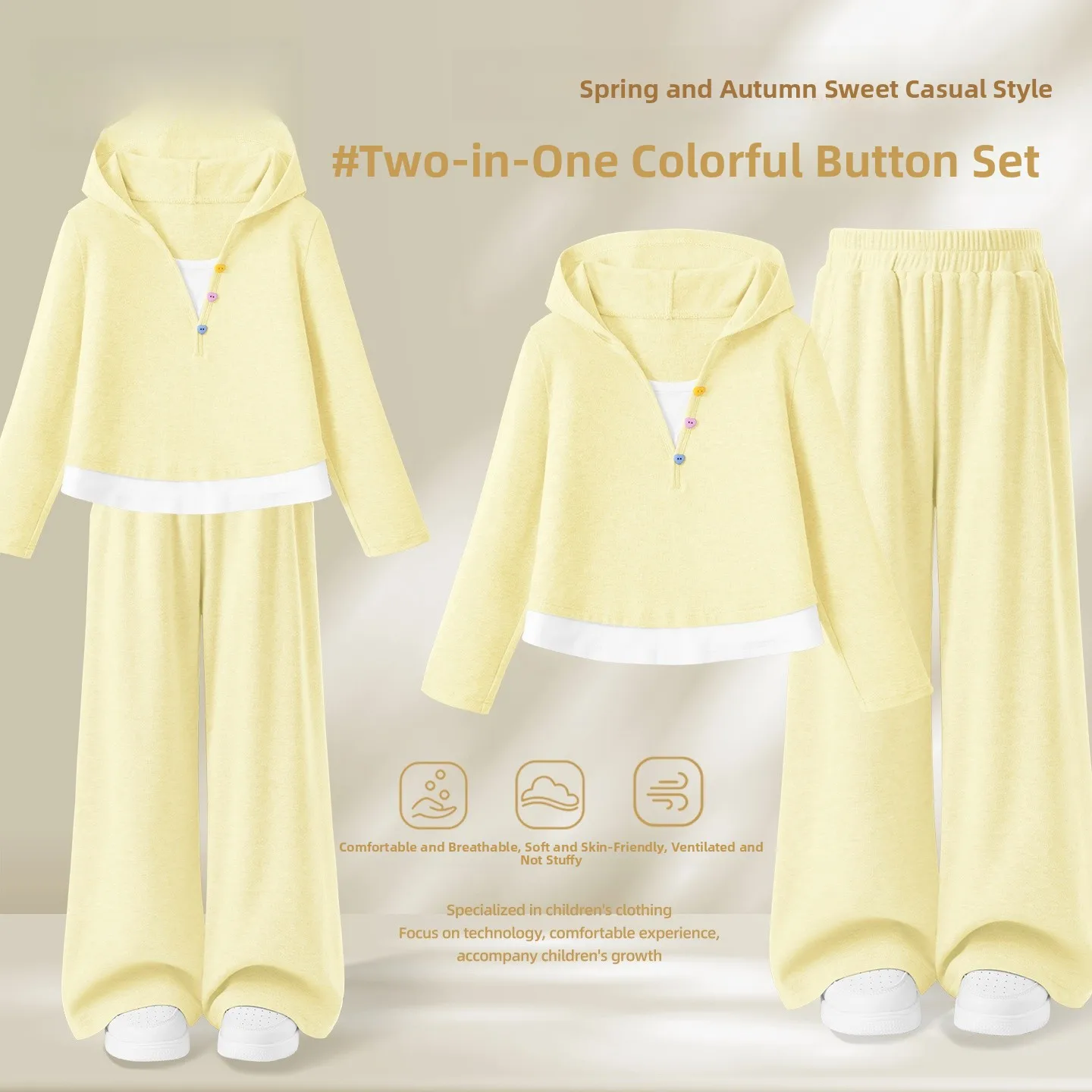 spring-sports-outfit-for-girls-children's-clothing-set-casual-sle-polyester-fiber-blend-breathable-long-sve-top-and-pants