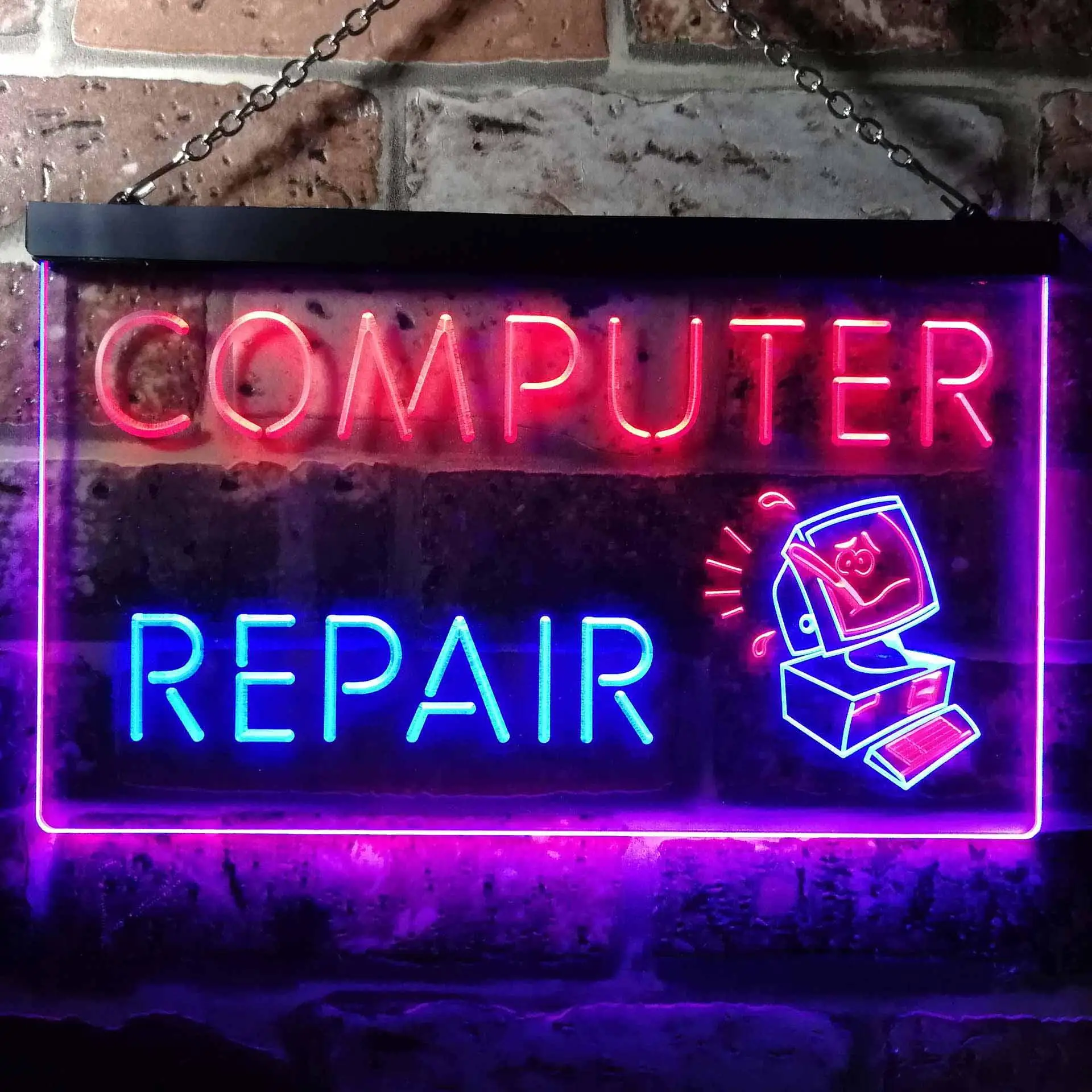 

COMPUTER REPAIR. Desktop Dual Color Led Neon Sign st6-i0081