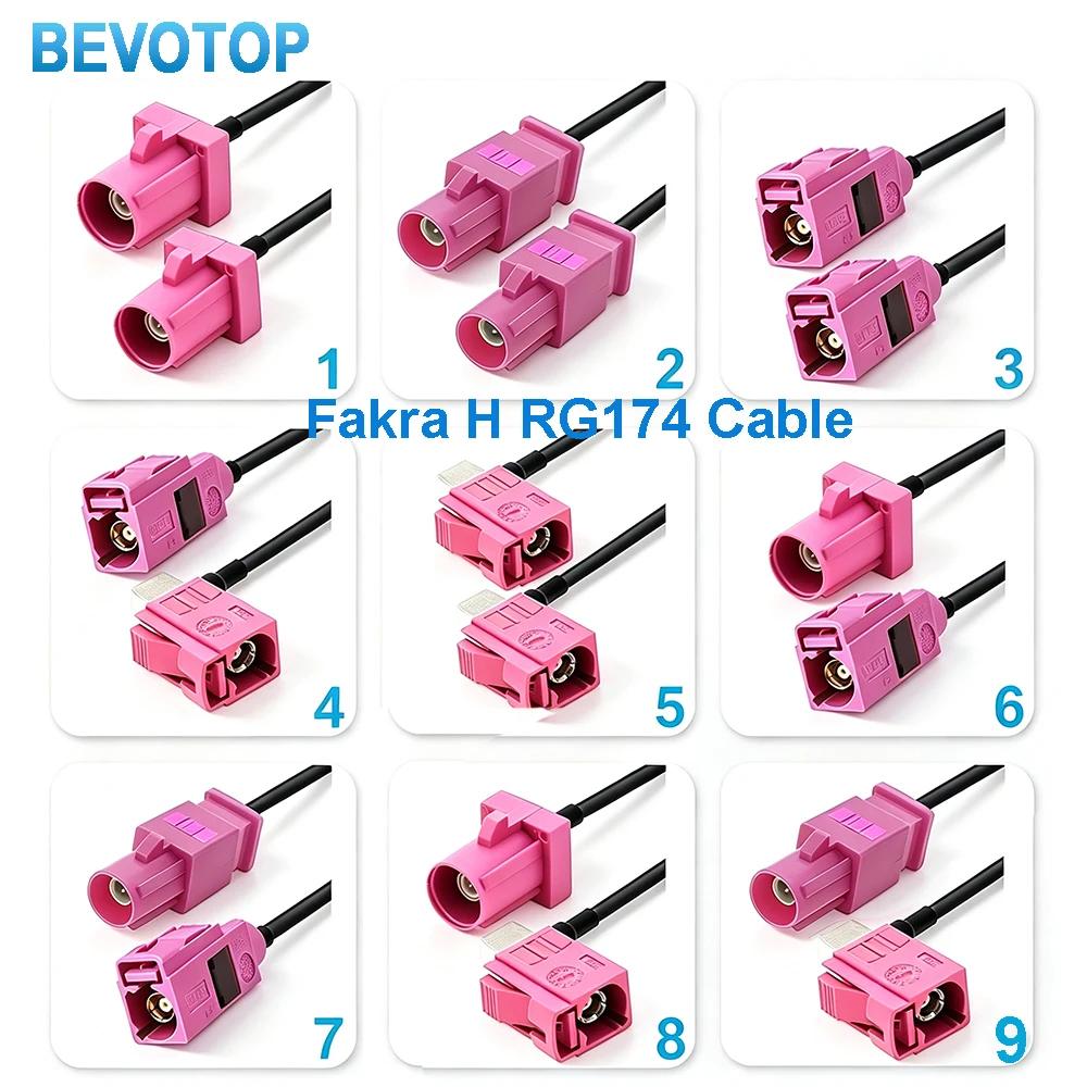 RAL4003 Violet Pink Fakra H Male Female RG174 Pigtail for GPS Navigation Extension Cable Fakra Jumper Customized 10CM~20M