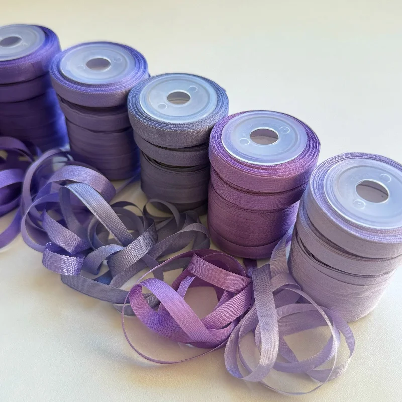 7mm 10mts to 50mts per card 100% pure natural silk satin  taffeta ribbon solid color for embroidery designs,free shipping