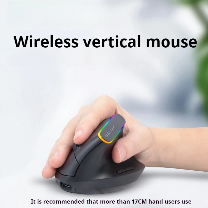 M618db Wireless Bluetooth Mouse 7 Buttons 4000dpi Vertical Design Rgb Light Mute Button Rechargeable Tablet Laptop Office Mouse