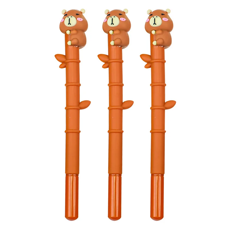12 Stück Capybara Bambus Neutralstift Simulation weicher Körper Nadelkopf schwarzer Wasserstift Student Briefpapier Pinselstift