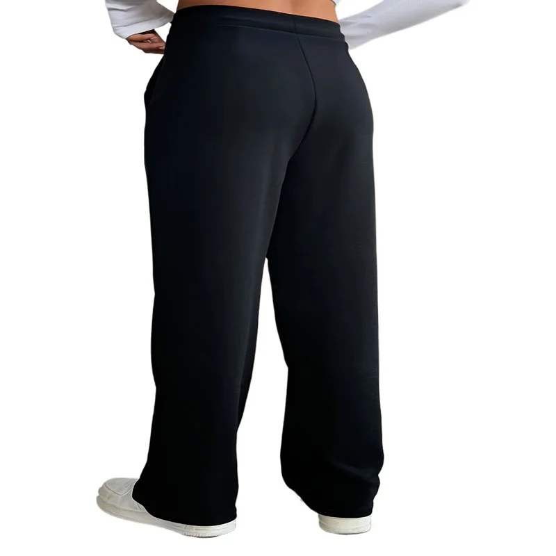 

Plus Size Ladies Wide Leg Pants Elastic Waist And Convenient Pockets 2026