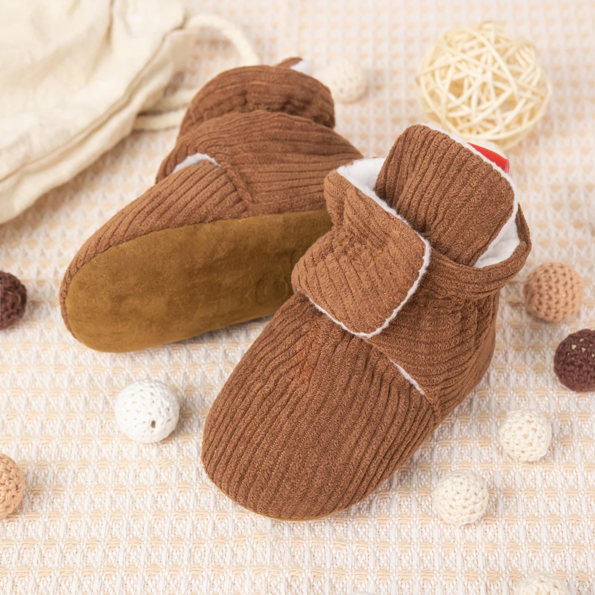 KIDSUN 2023 Newborn Baby Socks Shoes Baby Boy Girl Booties Winter Fluff Soft Sole Infant Crawling First Walker Crib Shoes 0-18M