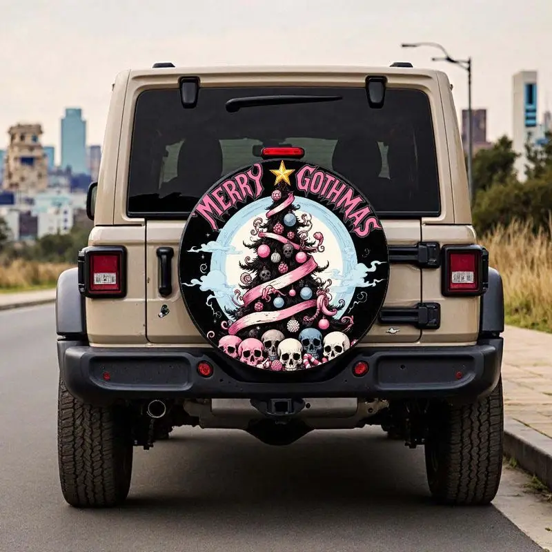 

Подходит для готического рождественского покрытия для внедорожников, грузовиков, готического черепа Санта-Клауса, рождественского дизайна с черным рисунком