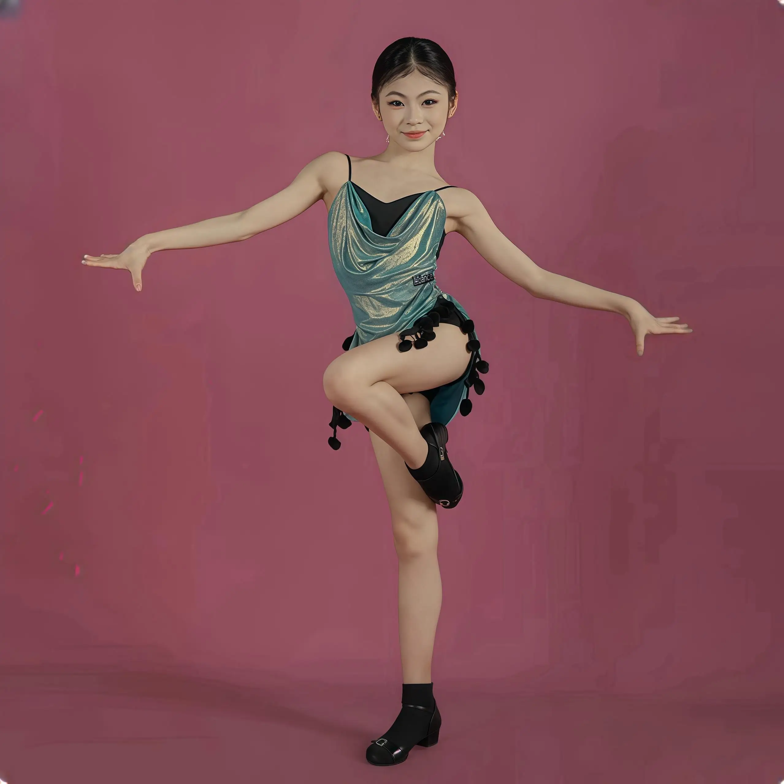 삼바, 탱고, 룸바, 어린이 라틴 댄스 의상, 여름 신작 여아 연습 및 공연 의상, 끈끈한 댄스 의상