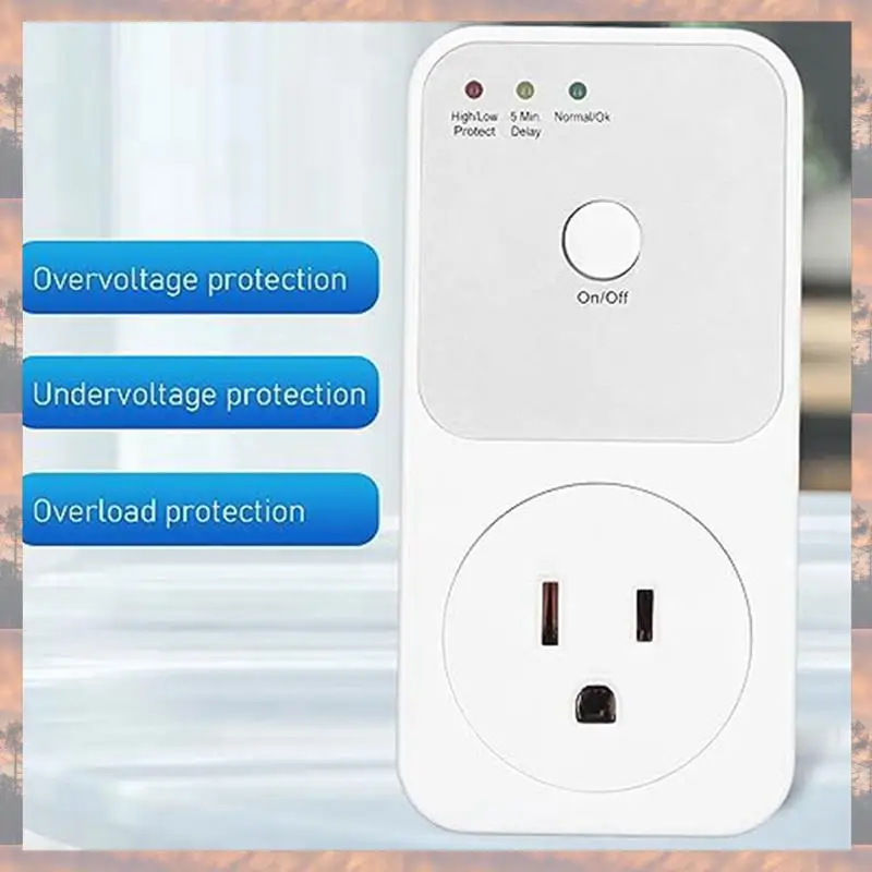 

2025 Trend 1 шт., защитное реле напряжения, электрическая розетка, белый ПК для бытовой техники, вилка стандарта США