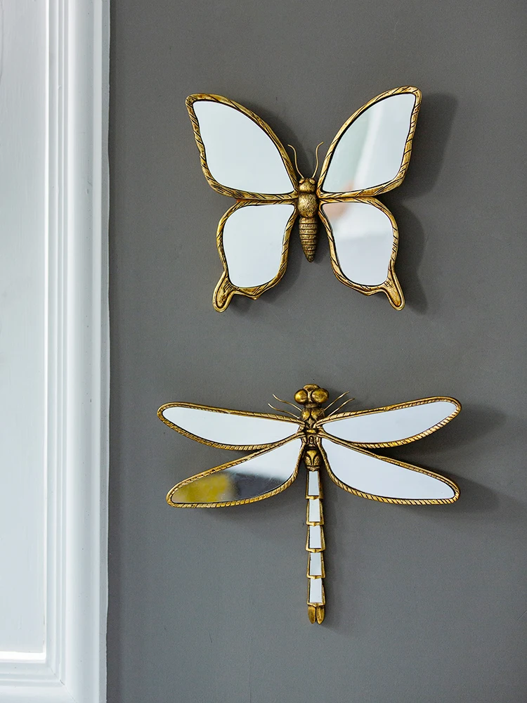 Light luxury retro vintage resin dragonfly ornaments creative living room butterfly background wall decoration pendant