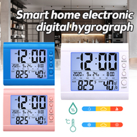 LED Digital Thermometer Hygrometer Indoor Room Electronic Temperature Humidity Meter Sensor Clock Home Weather Station