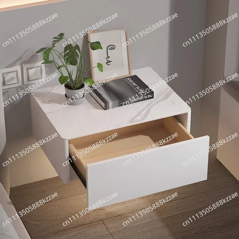 Simple Floating Nightstand Save Space Wall-Mounted Bedside Table Modern Solid Wood Storage Drawer Modular Bedroom Shelving Unit