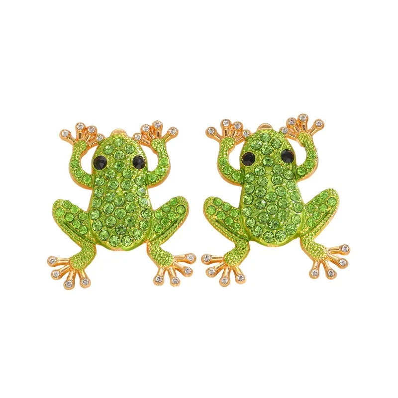 Personalized Imitation Pearl Frog Animal Women's Earrings Exquisite Creative Trendy Alloy Inlaid with Zircon Jewelry Accessory