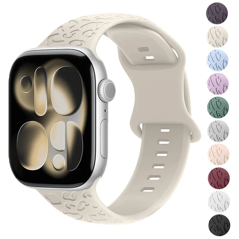 New Engraved Strap For Apple Watch Band 46mm 42mm 44mm 49mm 41mm 45mm Silicone Bracelet Series 11-10 8 9 7 SE 3 6 5 4 Ultra 2 3