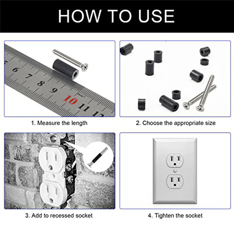 

ABJT-1Set Nylon Round Spacer Aluminum Round Spacer Black For M3 M4 Screws, For Electrical Screws Switch And Receptacle