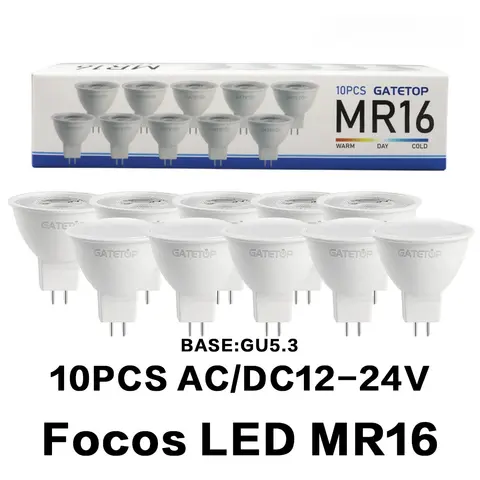 10PCS MR16 LED GU5.3 Bulb 3W 5W 6W 8W Lamps Focos Low Pressure ACDC 12V 24V Spotlight Replace Halogen Lamps Home Foyer Lighting