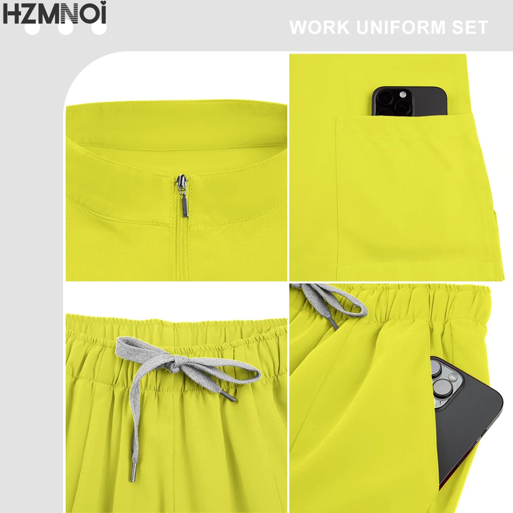 Elasticità Uniforme medica Donna Anti-rughe Tessuto morbido Uniformi chirurgiche Clinico Infermieristica Scrub Set Dottore Infermiera Tuta infermieristica