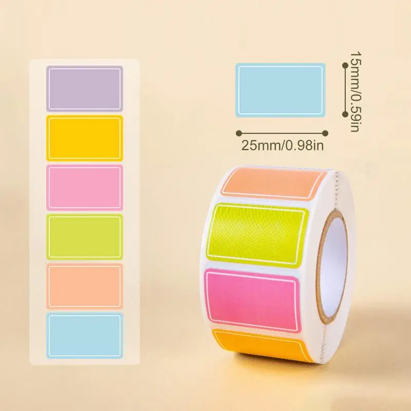 1roll Colorful Label Stickers Waterproof Self-Adhesive Logo Handwritten Name Name Stickers Index Stickers 500 Stickers