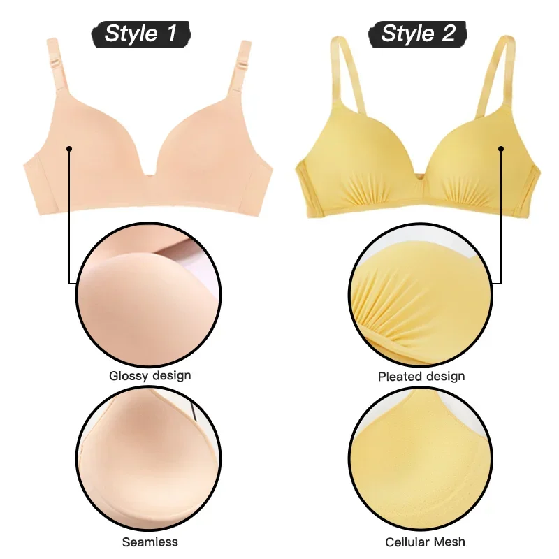 Seamless Bras for Women Push Up Bras No Wire Brassiere A B Cup Underwear Sexy Bralette Three Quarters(3/4 Cup)  Lingerie