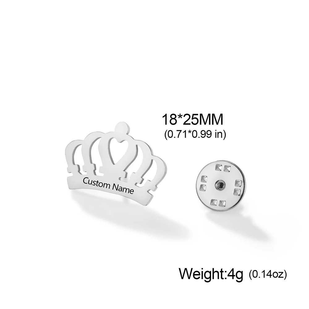 Sipuris Crown Personalisierte Brosche mit Gravur von Name und Datum für Frauen, Edelstahl, personalisierte Anstecknadel, Namensschild-Schmuck, Hochzeitsgeschenke – Detail 10