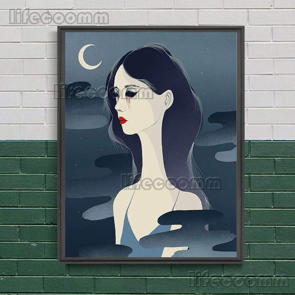 مخيف الموسم شبح فتاة Vintage الرسم على لوحات القماش الجدارية الساحرة سريالية الرعب القوطية التوضيح ملصق فني طباعة ديكور المنزل