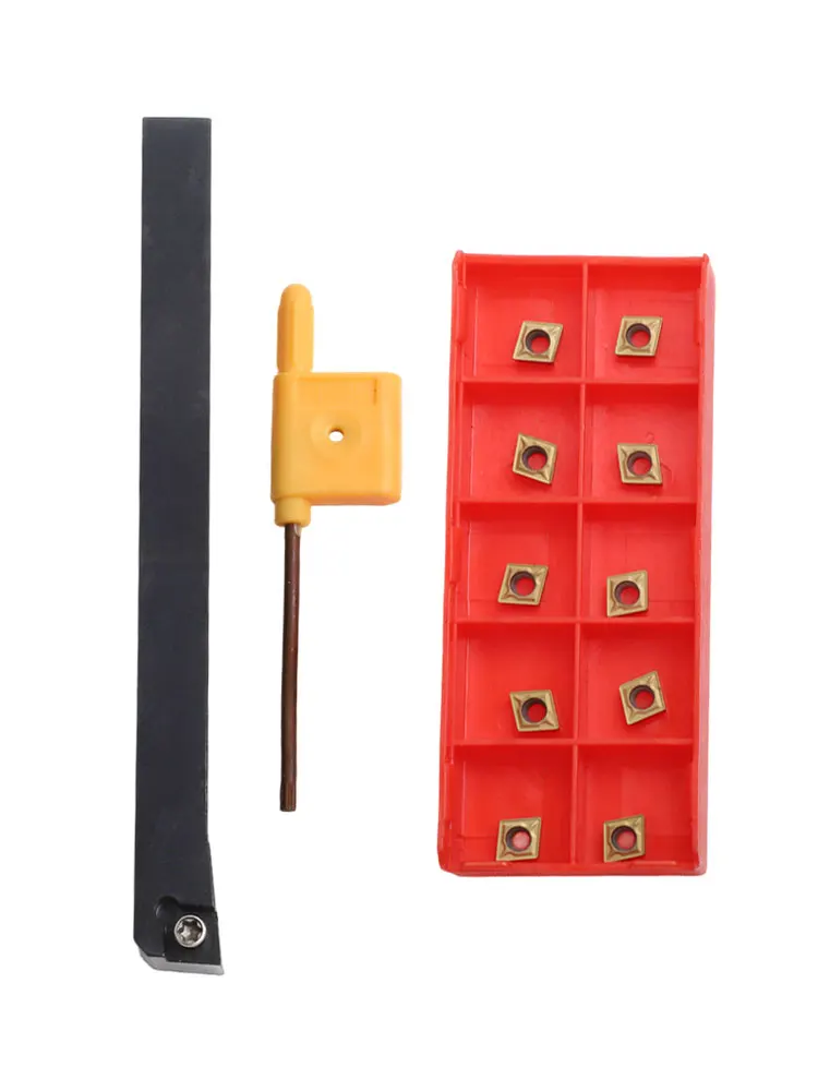 Soluzione conveniente SCLCR0808H06 Portautensili per tornitura esterna con gambo da 8 mm per tornio CNC con inserti da 10 pezzi CCMT060204