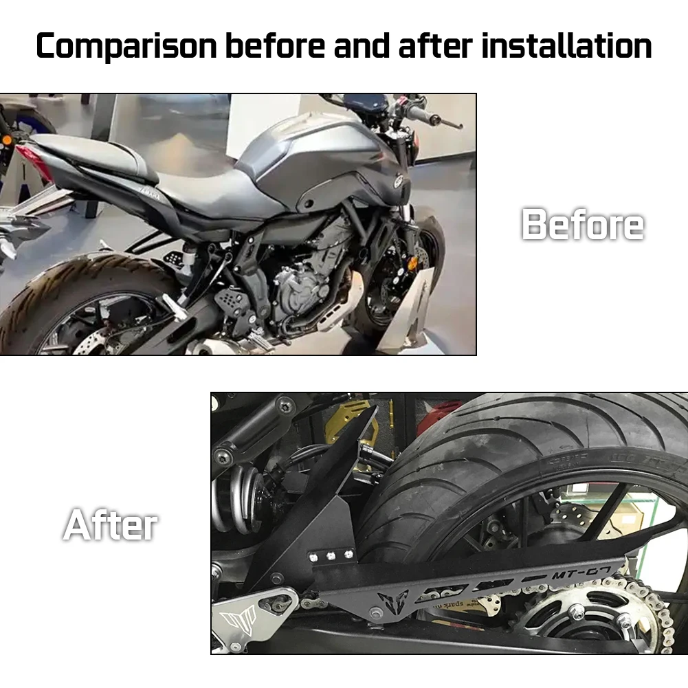 Motorcycle Parts Rear Wheel Modified Mudguard With Chain Protection Cover For Yamaha MT-07 MT07 Tracer 7/GT Tracer 700 XSR700 - view 4