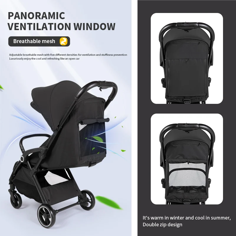 New Lightweight Compact Automatic Folding Baby Pram and Stroller 3 in 1 for Sitting, Reclining and Lying Down Can be on Airplane