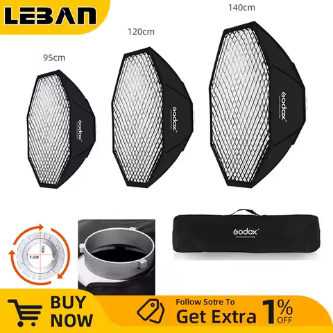 Godox 95cm 120cm 140cm Studio Octagon Honeycomb Grid Softbox Reflector softbox with Bowens Mount for Studio Strobe Flash Light