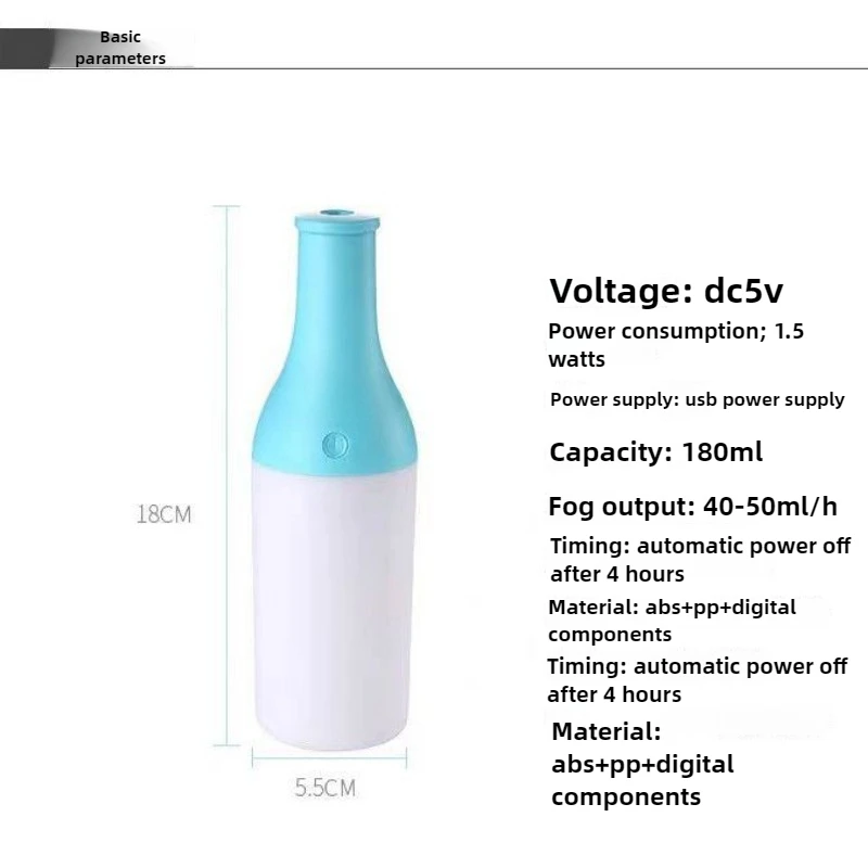 Umidificatore d'aria Casa Camera da letto Piccolo mini ufficio Desktop Umidificatore per aromaterapia di grande capacità e alto valore con luce notturna