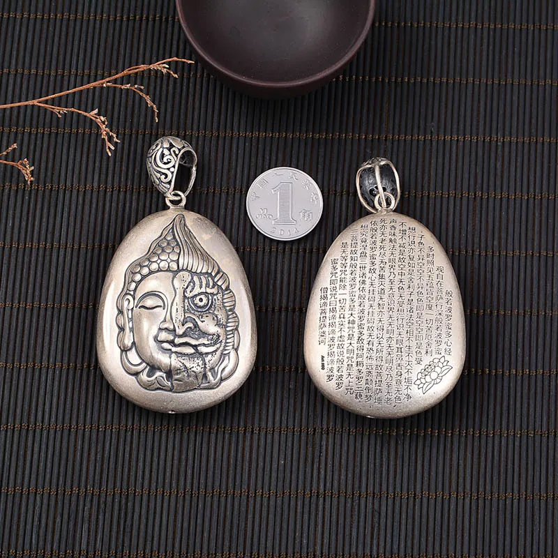 جديد S990 الصلبة ماتي بوذا شيطان الرجال والنساء قلادة شخصية في الفضة تعويذة محظوظ #4