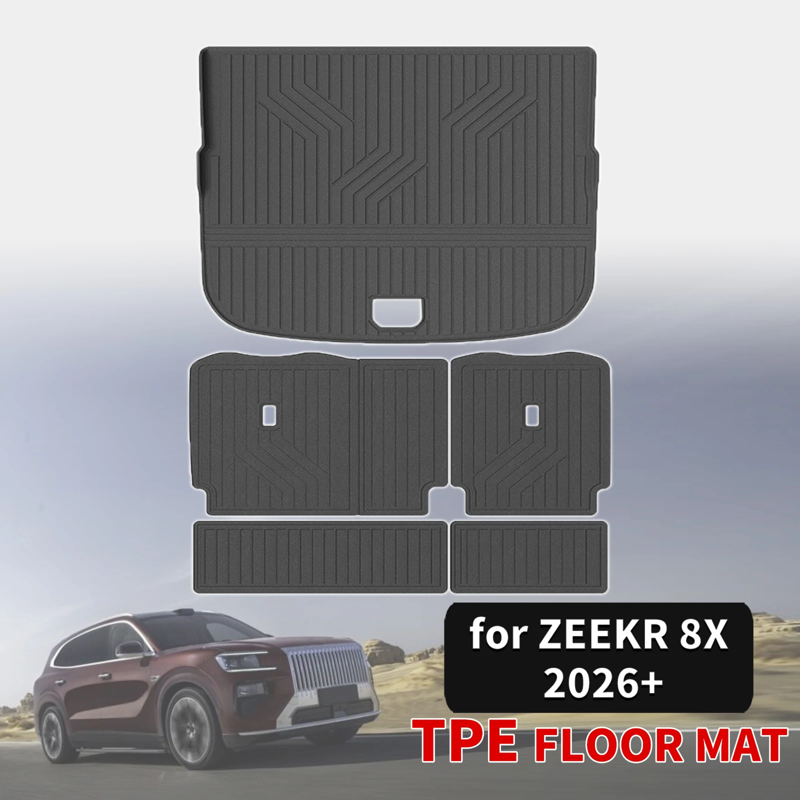for ZEEKR 8X 8 X 2026 2027 LHD RHD Luxury Eco-Friendly TPE Trunk Mat & Seat Back Odorless Non-Toxic Custom Fit Car Accessories
