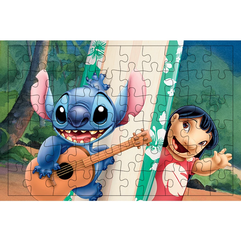 Disney Lilo&Stitch Cartoon Lovely Alien Blue Creature Pictures Puzzle Game Jigsaw 300 500 1000PCS Teens Fans Like Room Ornaments