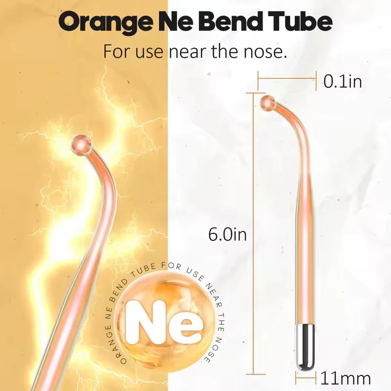 Varita de electrodo de alta frecuencia: tubo de vidrio de repuesto para máquinas faciales con punta de seta, accesorios de peine transparente, varita única