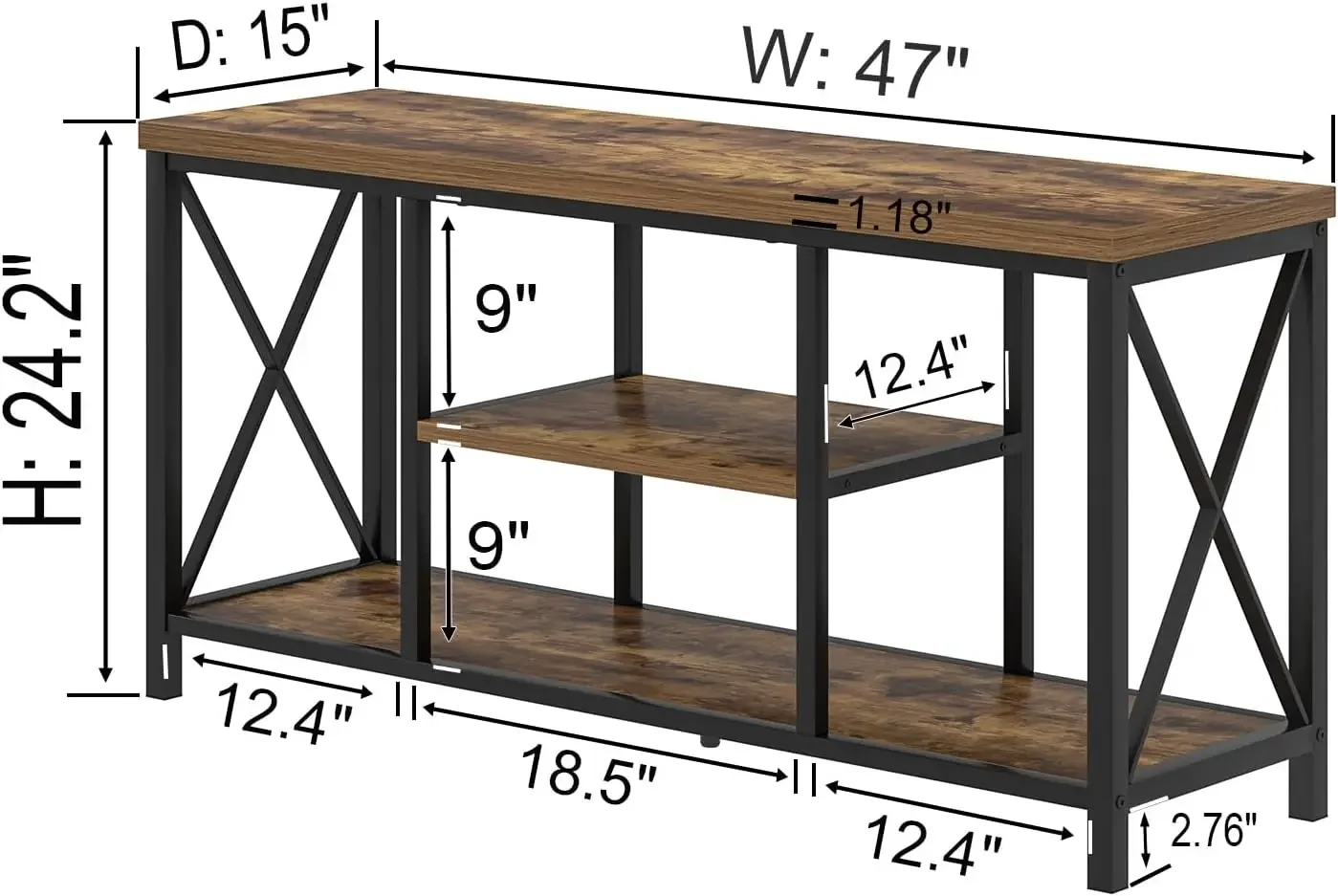 [وصول جديد! ]حامل تلفزيون للتلفزيونات حتى 55 بوصة، مركز ترفيه حديث مع مساحة تخزين، طاولة وحدة تحكم تلفزيون الوسائط الصناعية