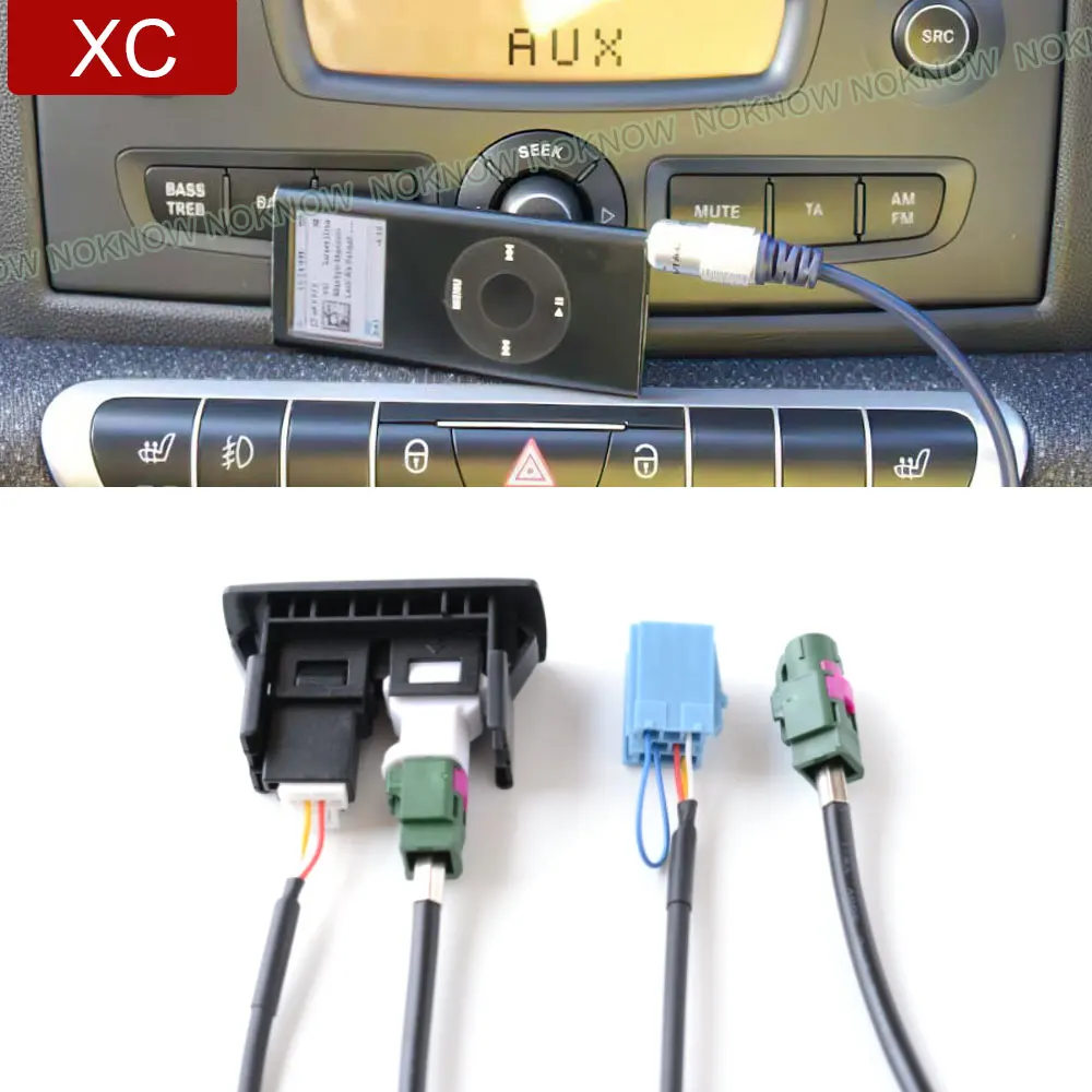 

6 8 Pin Car CD Radio 3.5mm AUX USB Interface Panel With Adapter Cable Fit For Mercedes-Benz Smart 450 451 smart fortwo