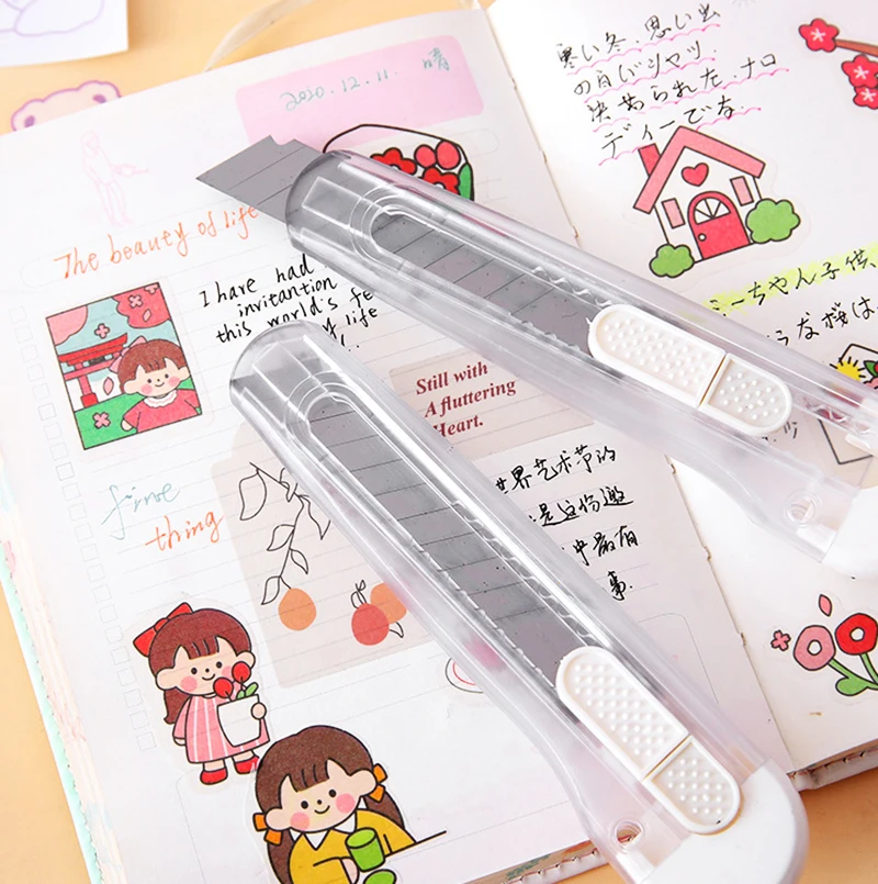 Simple Transparent Utility Knife Student Paper Cutting Office Stationery Unpacking Express Box Opener Portable Handmade Knife