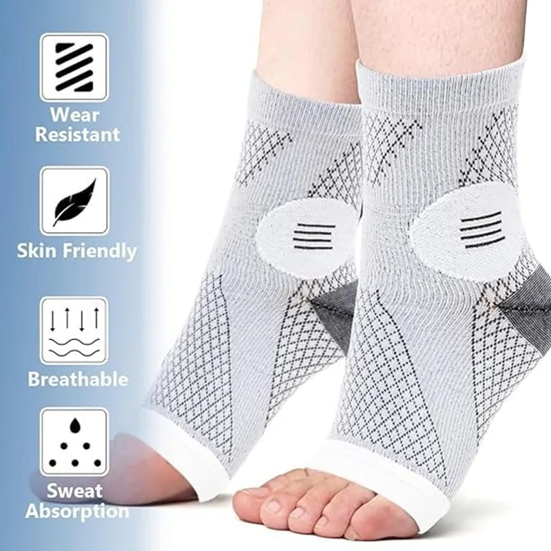 

1Pair Breathable Sweat Absorbing Toe Exposing Compression Socks Ankle Support Sleeve for Ankle Gout Nerve Damage Pain