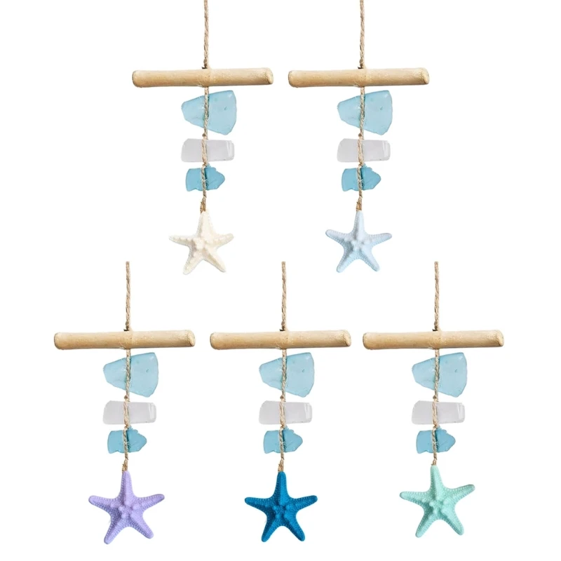 Sea Glass and Driftwood Wind Chimes for Outside Beach Coastal Decors Wind Chimes for Home Garden Window Hanging Decors