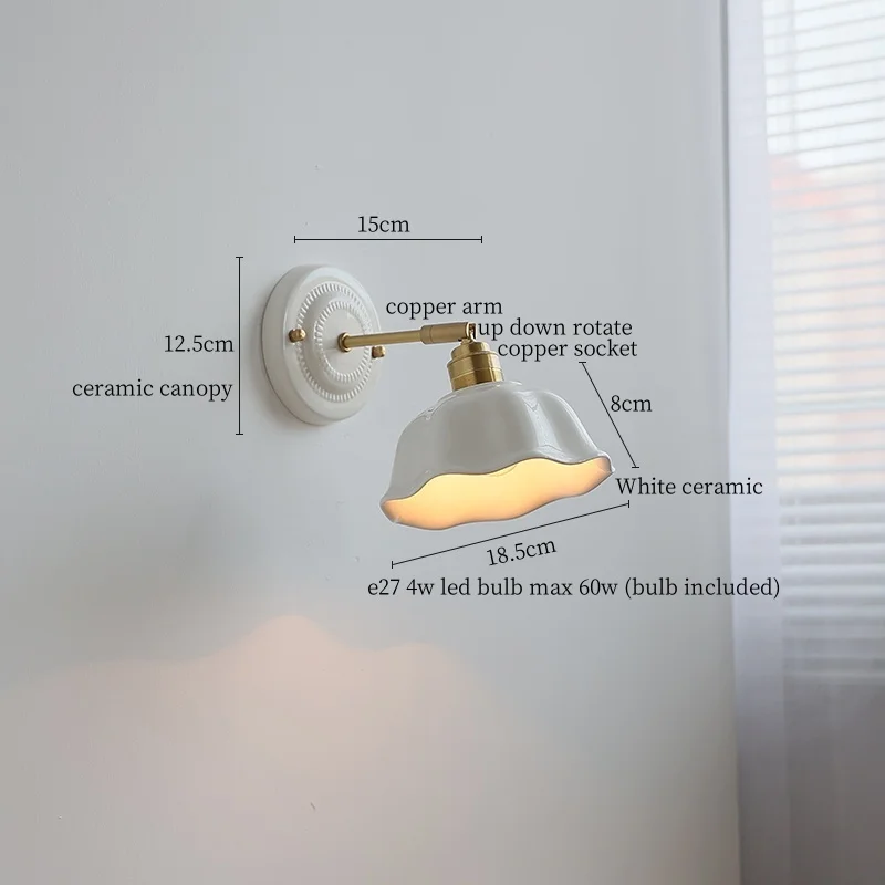IWHD fleur céramique mur LED applique Loft cuisine salle de bain miroir lampe de chevet japonais Vintage intérieur applique murale Arandela